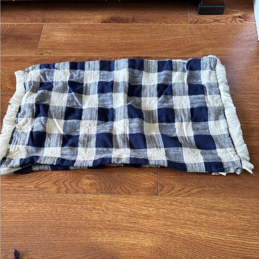 Plaid Accent Pillow Cover - Blue and White